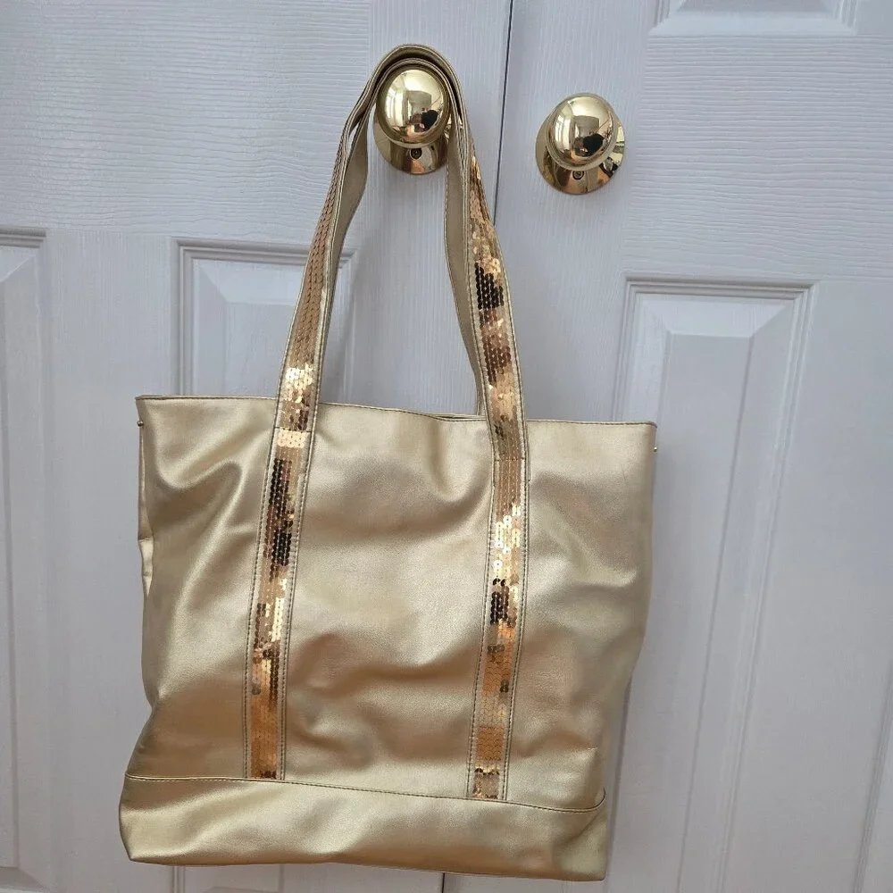 Gold tote bag with sequin detailing - Picture 4 of 10